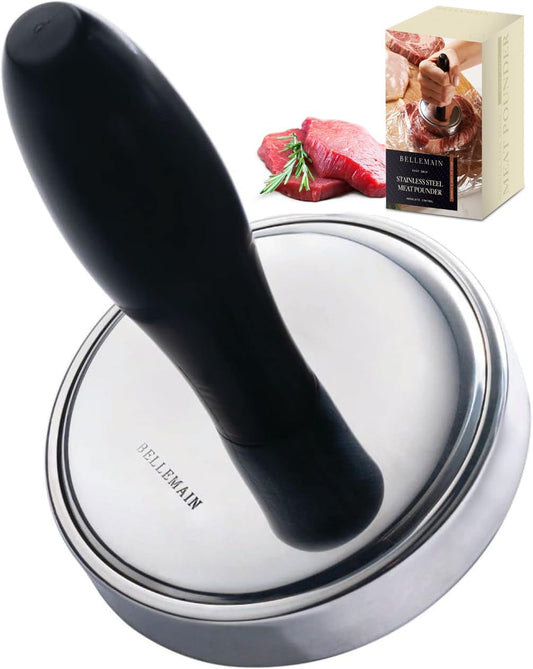 Bellemain Meat Pounder Flattener, Easy-Grip Meat Tenderizer, Stainless Steel Meat Mallet for Cooking, Meat Hammer, Chicken Tenderizer, Meat Smasher Utensil, Kitchen Mallet, Meat Masher Tool