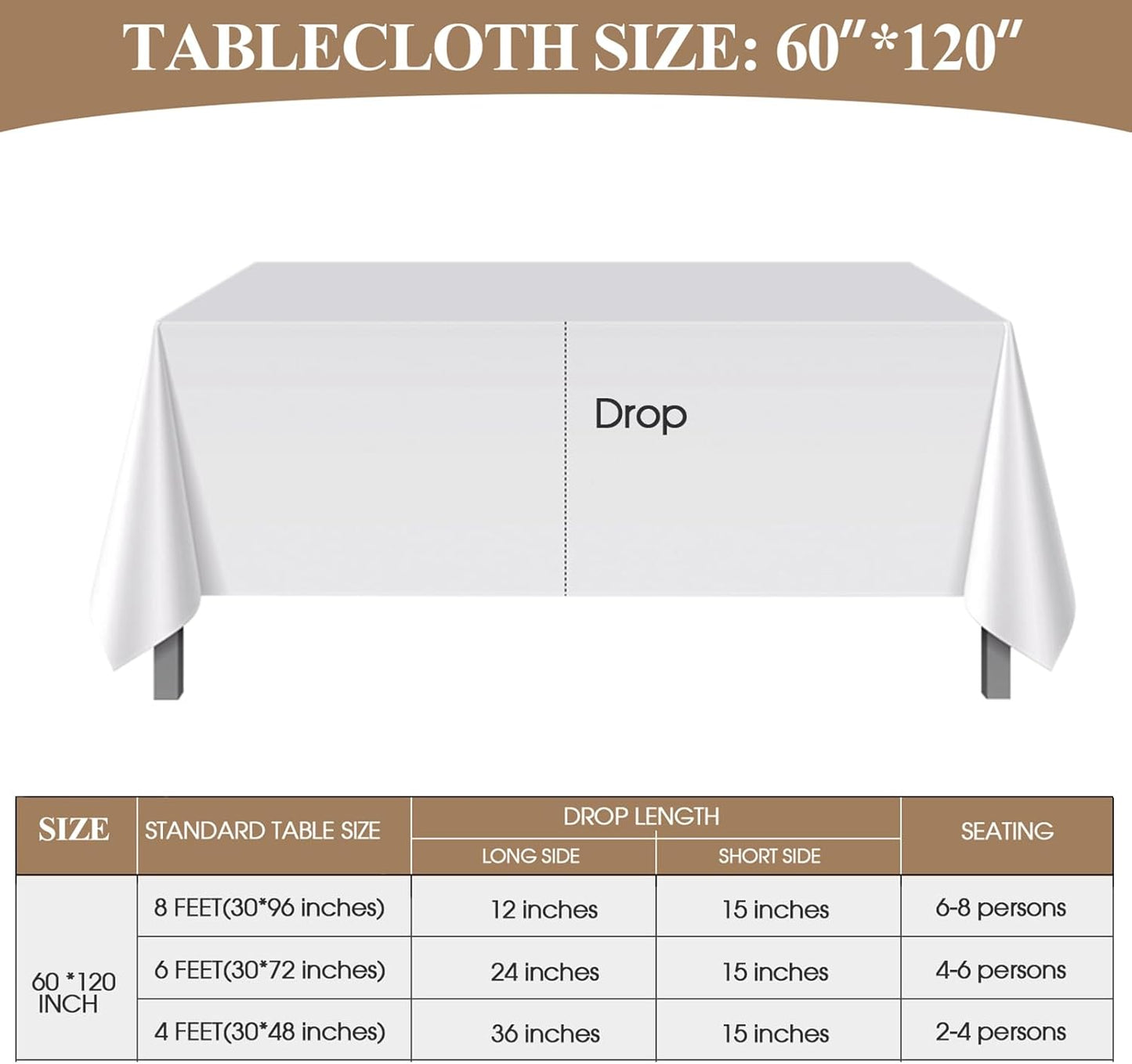 Rectangle Tablecloths 60x120 Inch 6 Pack White Tablecloth Washable Decorative Linen Polyester Table Cloths for Dining Table Banquets Buffet Parties and Wedding