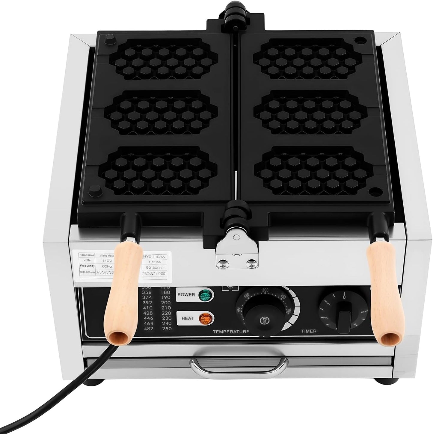 Honeycomb Waffle Pop Maker Machine, 1500W Electric Nonstick Griddle with Timer & Temp Control, Stainless Steel Belgian Pancake Iron for Home Bakeries and Snacks