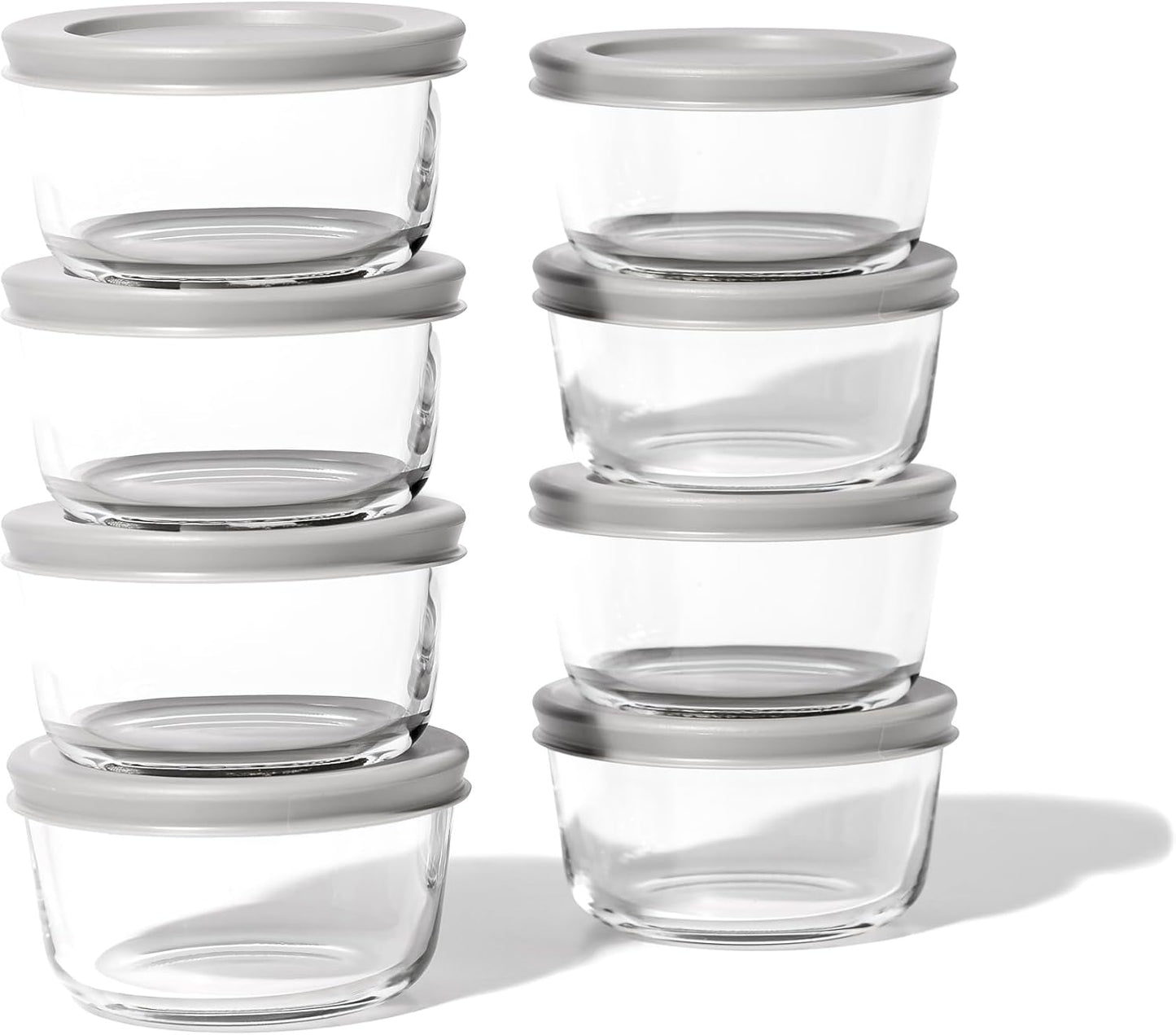 DURA LIVING 16-Piece Glass Food Storage Containers Set (8 Containers + 8 BPA-Free Lids) | 7-Ounce, Leakproof | Microwave, Freezer, Oven & Dishwasher Safe | Ideal for Meal Prep & Pantry Organization