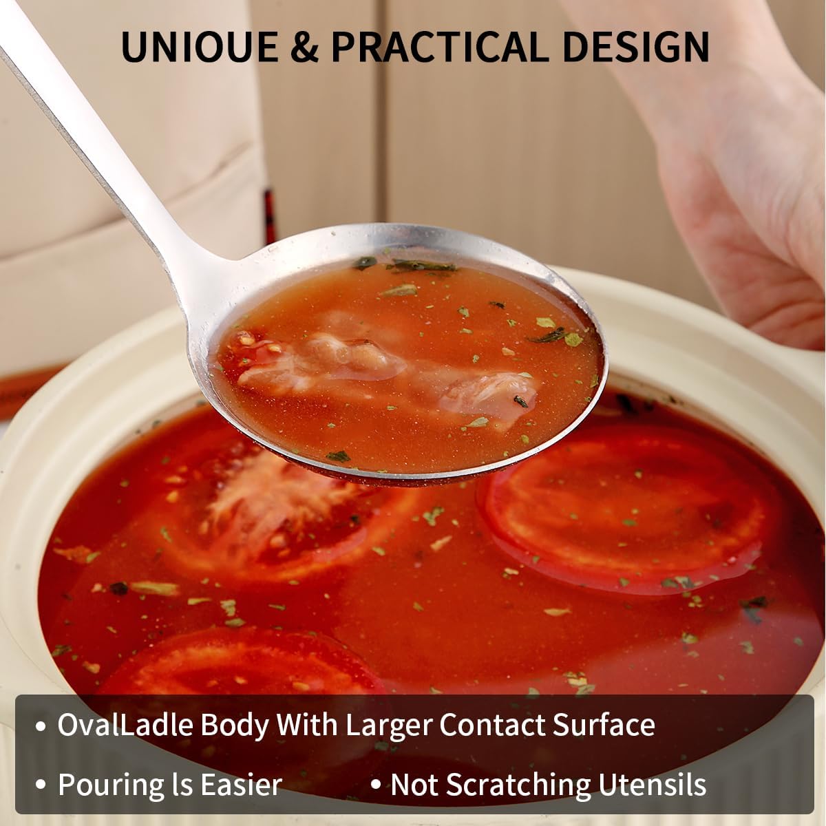 Berglander Stainless Steel Soup Ladle, 11.8" Durable Ladel Spoon for Serving or Cooking, Dishwasher Safe, Durable & Rust-Resistant Cooking Utensil