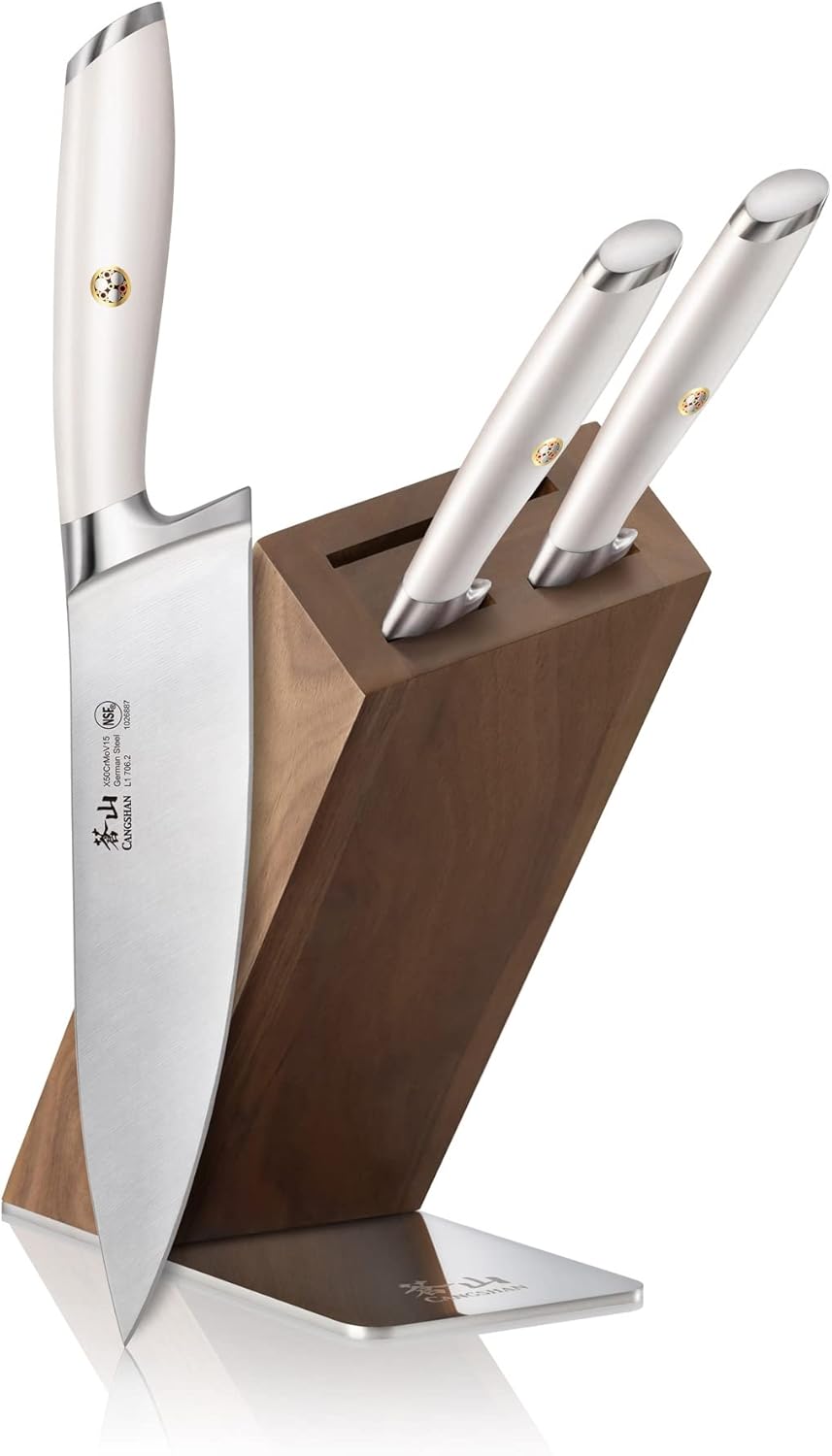 Cangshan L1 Series 4-Piece HUA Knife Block Set, Forged German Steel, White, 1026986