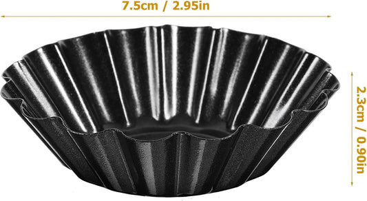 12Pcs Carbon Steel Flower Tart Molds 3 Inch Reusable Baking Pans for Tarts Muffins & Desserts | Ideal for Ovens Steamers & Celebrations