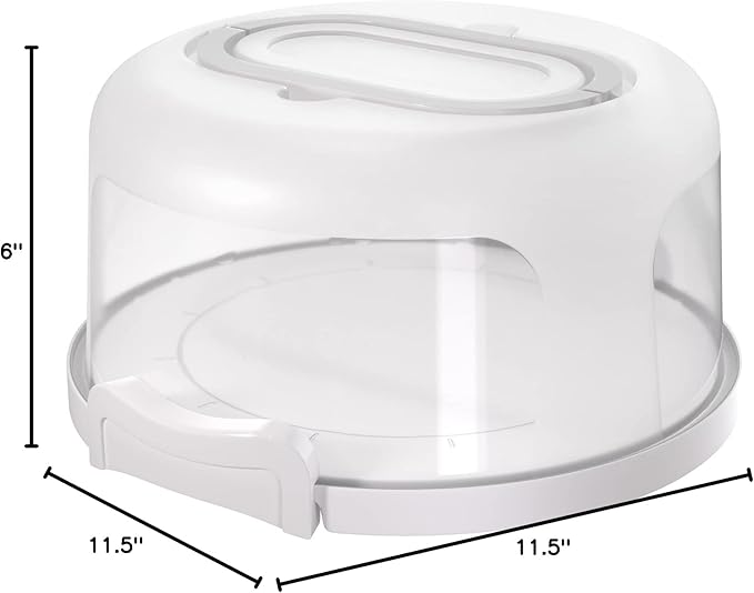 Top Shelf Elements Round Cake Carrier Two Sided Cake Holder Serves as Five Section Serving Tray, Portable Cake Stand Fits 10 inch Cake, Cake Box Comes With Handle, Cake Container Holds Pies (White)