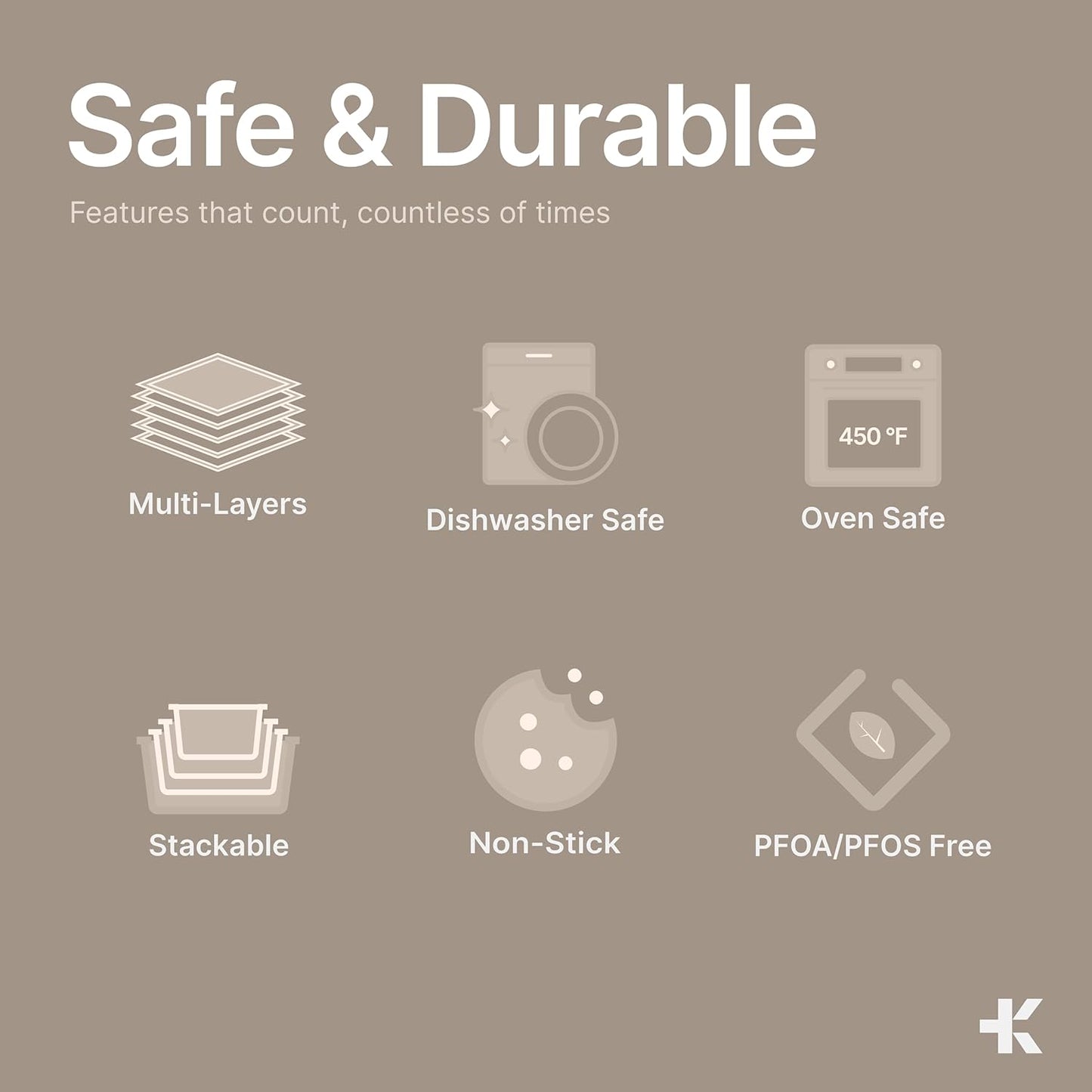 Gray Marble 10-Piece Bakeware Sets, Nonstick Carbon Steel Baking Sheet & Pans, Stackable Space-Saving Bakeware, Dishwasher Safe, Stain-resistant, PFOAPFOSPTFE Free, Oven Safe Up To 450°F (230°C)