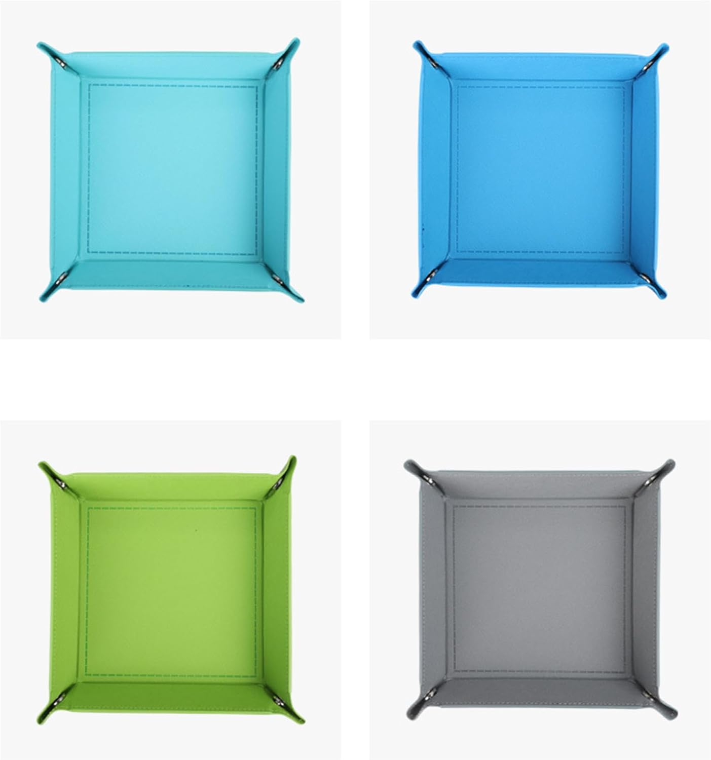 siduater Valet Tray Desktop Storage Organizer - Vegan Leather Catchall Tray Bedside Vanity Tray Nightstand Caddy Holder for Remote Controller, Watch, Keys, Phone, Wallet, Coin, Jewelry - Gray