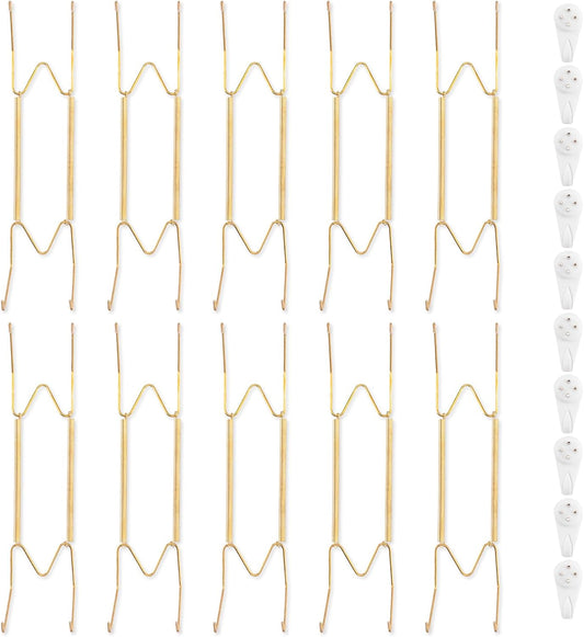 Bilillo 10 Pack Plate Hangers for the Wall, Suitable for 10-14 inch Art Plate, Invisible Heavy Duty Wire Plate Holder with Wall Hooks, Plate Hangers for Displaying Plates, Platter, Dish