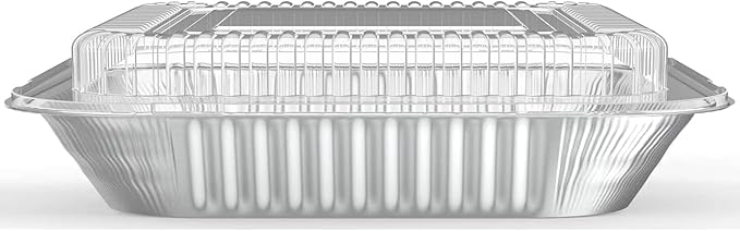 20 Pack Foil Pans with Plastic Lids 8 X 8 Inch Disposable Aluminum Tin Foil Baking Pans Meal Prep for Catering Party Meal Prep, Take Out, Freeze, Food Storage, Prepping Food