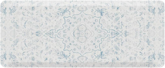 House of Noa Nama Standing Mat – Anti-Fatigue Cushioned Kitchen Mats for Floor | Ergonomic Bounce-Back Foam Kitchen Mats | Anti-Fatigue Mats for Kitchen & Standing | Emile Delft Blue | 22" x 54"