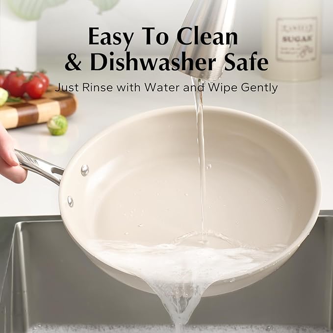 Redchef Nonstick Frying Pan Skillet, Ceramic Non-Stick Saute Pans, 9.5 inch Cooking Fry Pan with Stay Cool Handle, All Stovetops (Gas, Electric & Induction), Dishwasher/Oven Safe, PFAS-Free, Non Toxic