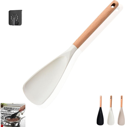Spatula Spoons, Kitchen 3 In 1silicone Cooking Spoon One-Piece Design Multi-Function Spatula Scoon for Mixing, Scoop, and Scrape (white)