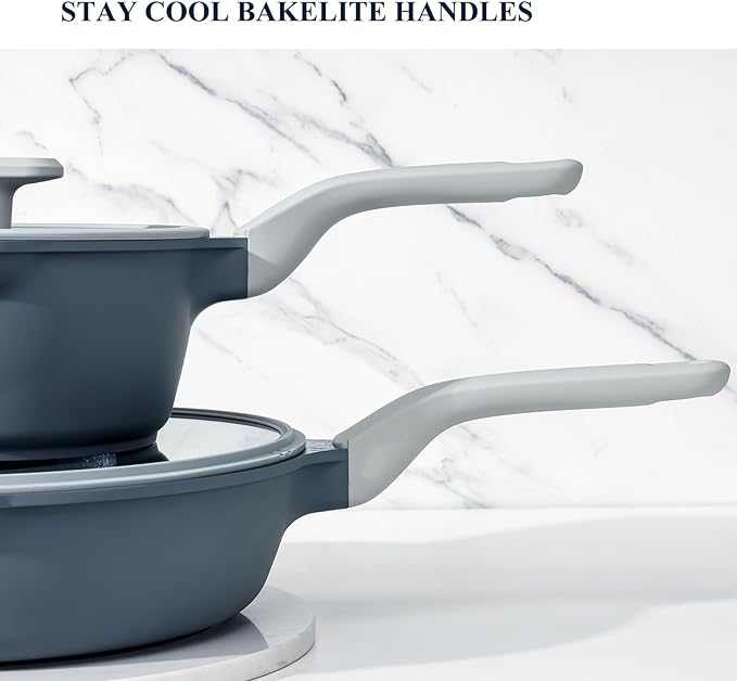 PRICUSIS Nonstick Saucepan Set with Lids, 2QT and 2.7QT Ceramic Sauce Pan Set, Non Toxic Sauce Pots with Pour Spouts for Multipurpose Use, PTFE, PFOA & PFAS Free, Induction Compatible