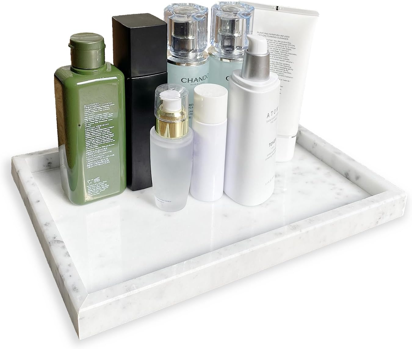 Yew & Tulip Natural Marble Vanity Tray, Nature White Marble with Spots Serving Tray for Bathroom, Kitchen, Vanity, Home Decor, Wedding etc. (12" x 8" x 1.2")