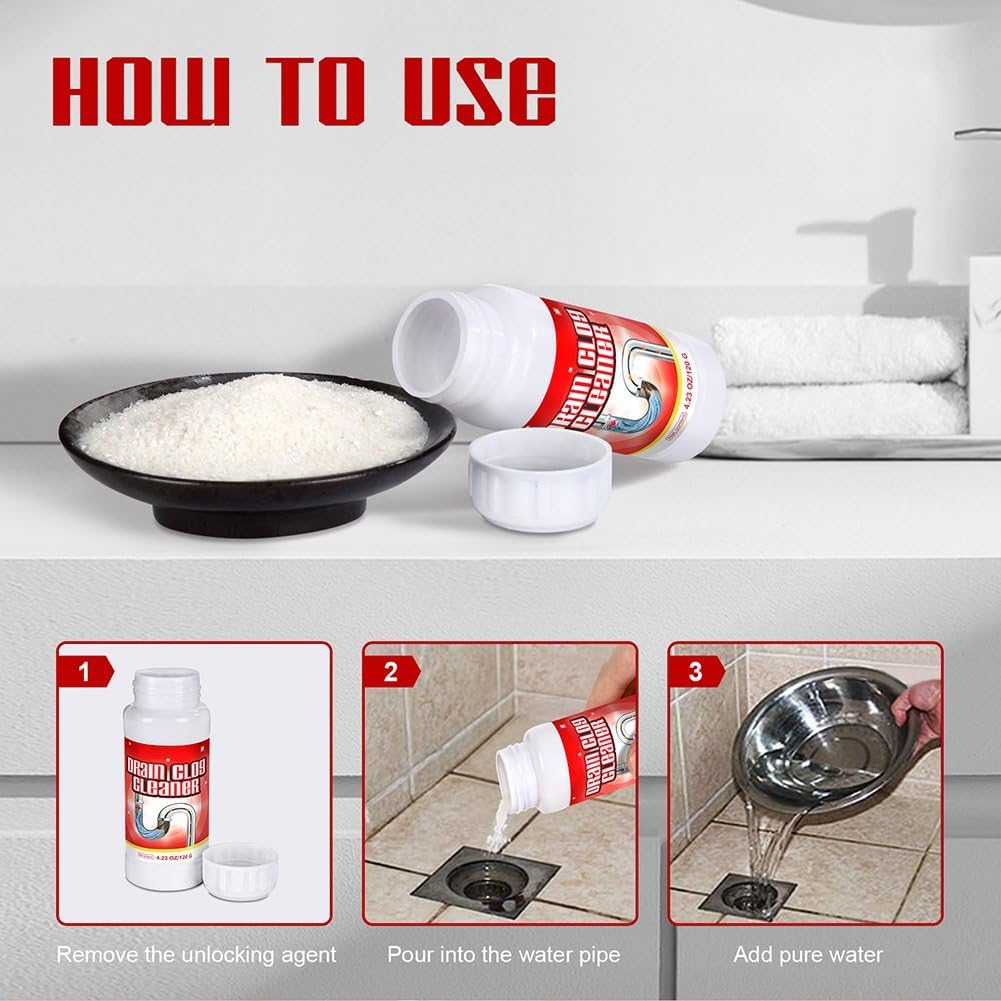 4Pack Safe & Powerful Upgraded Sink Drain Cleaner - Multi-Purpose Pipe Unclogging Agent for Kitchen and Home Drains