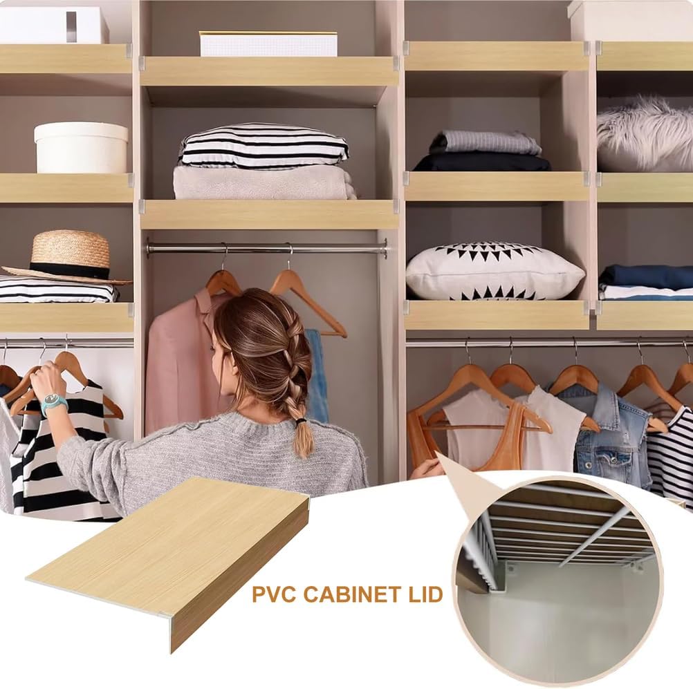 4 Pcs Wire Rack Covers, PVC Wire Shelf Cover for Pantry, Removable Closet Decoration Shelf Liners with Corner Guards for Kitchen Bathroom Office Shelving, Durable Shelves Easy Install,Beige