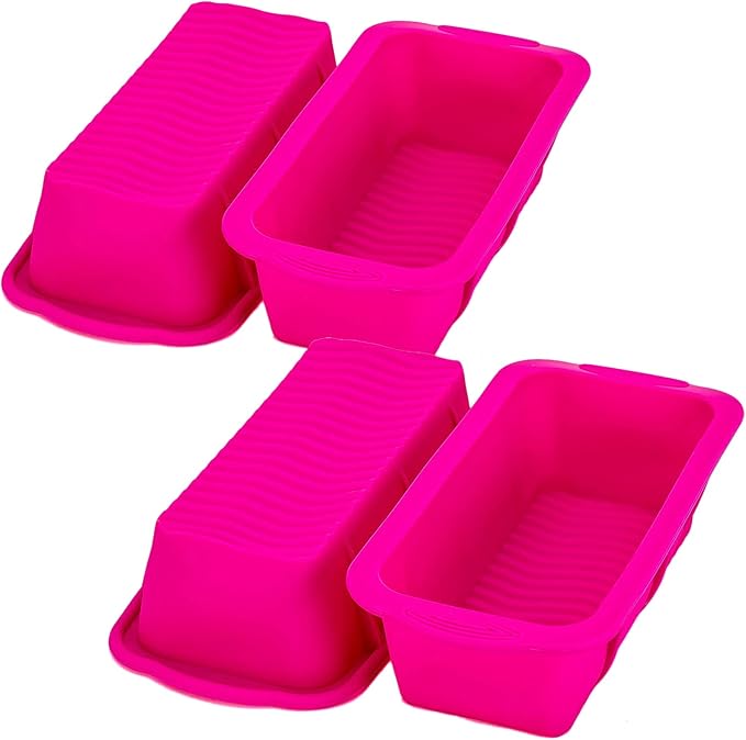 Tosnail 4 Pack Silicone Bread Loaf Pan, 8 x 4 Inches Silicone Baking Molds for Baking Banana Bread, Sandwich Bread, Small Loaf and Meatloaf