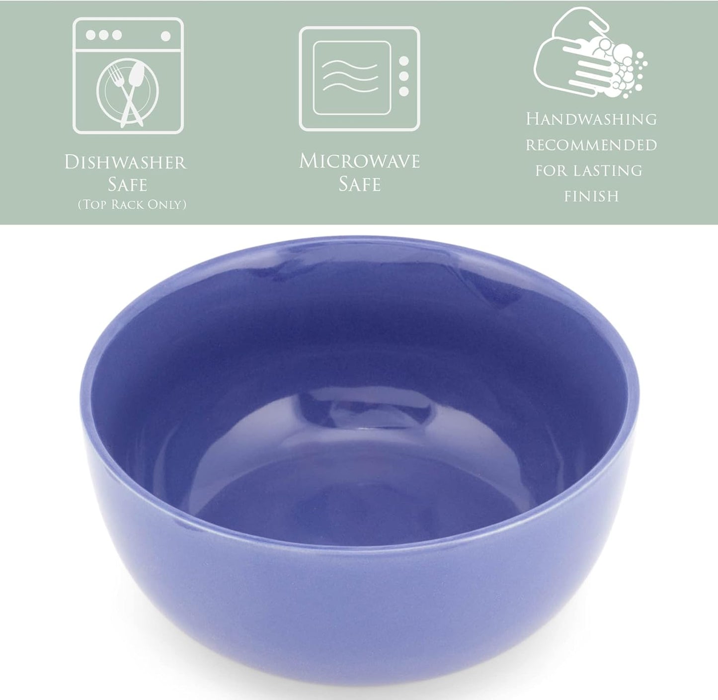 Elanze Designs Bistro Glossy Ceramic 6.5 inch Dinnerware Bowls Set of 4 - Perfect for Everyday uses from Soup, Pasta, Salad, Cereal, Ice cream, Ramen and Pho, Violet Purple