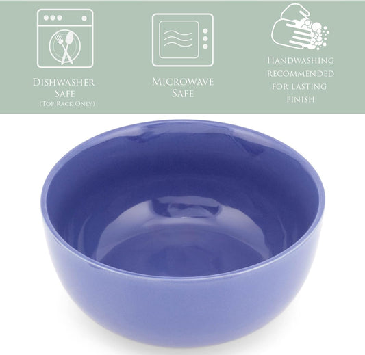 Elanze Designs Bistro Glossy Ceramic 6.5 inch Dinnerware Bowls Set of 4 - Perfect for Everyday uses from Soup, Pasta, Salad, Cereal, Ice cream, Ramen and Pho, Violet Purple