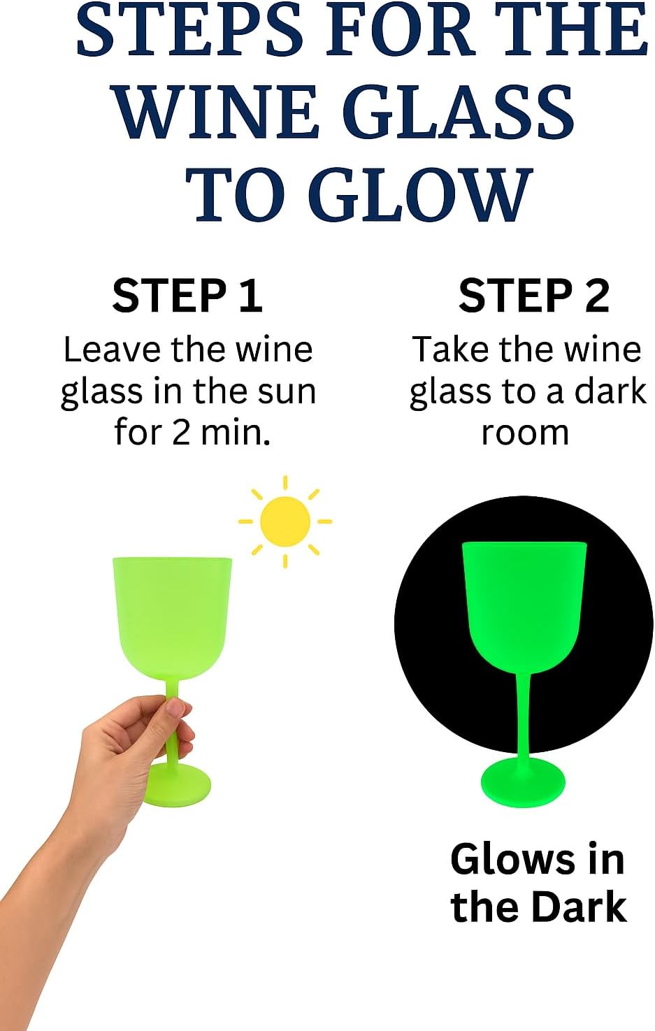 Party Outlaw Plastic Wine Glasses 4 Pc 10oz, Classic Wine Drinking Glasses, BPA-Free, Lightweight, Heavy Duty, Reusable, Shatter - Proof, Dishwasher Safe, Made in USA (Glow in the Dark)