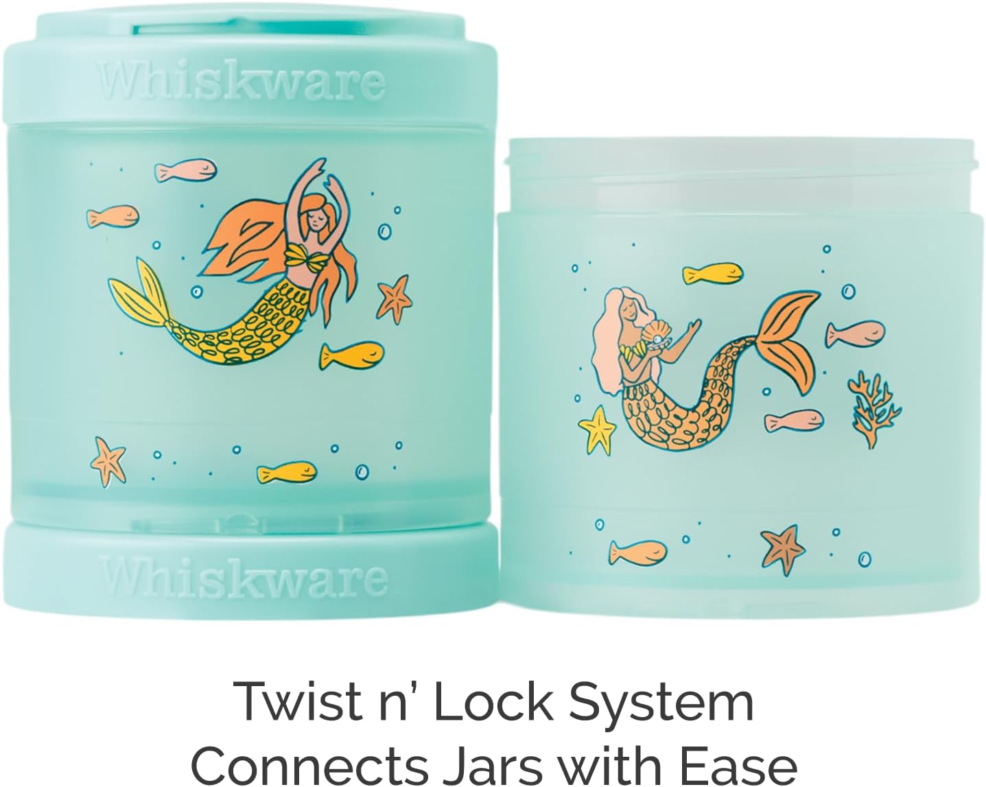 Whiskware Stackable Snack Containers for Kids and Toddlers, 3 Stackable Snack Cups for School or Travel, Mermaid (Pack of 1)