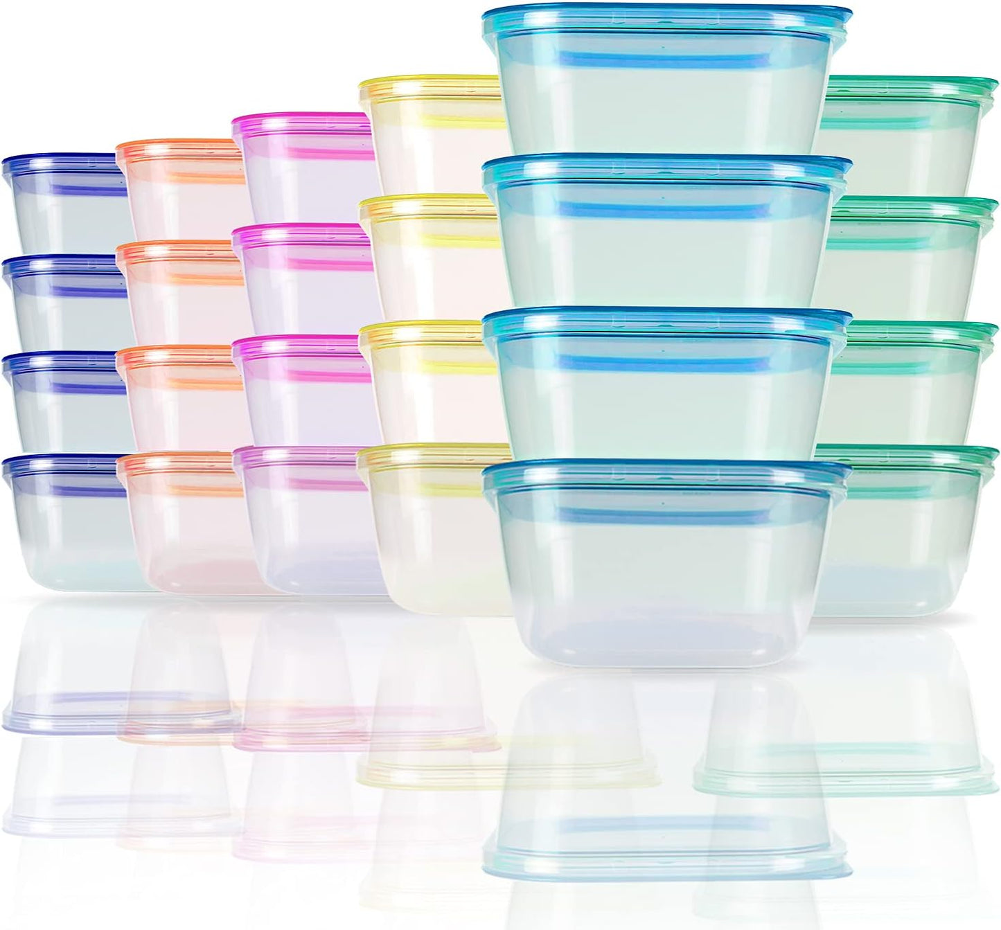 SCANDINOVIA - 25 oz Food Storage Containers with Lids - 24 sets - Dry & Hot Plastic Meal Prep - BPA Free Bento Box - Dishwasher, Microwave and Freezer Safe Stackable Clear Rectangle Bowls