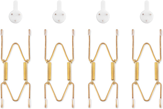 Bilillo 4 Pack Plate Hangers for The Wall, Suitable for 4-5 inch Art Plate, Stainless Steel Invisible Heavy Duty Wire Plate Holder with Wall Hooks, Plate Hangers for Displaying Plates, Platter, Dish