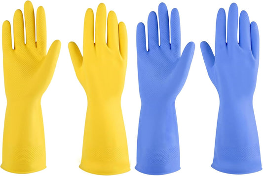 Rubber gloves dishwashing 2 or 4 Pairs for Kitchen,Cleaning gloves for household Reuseable.