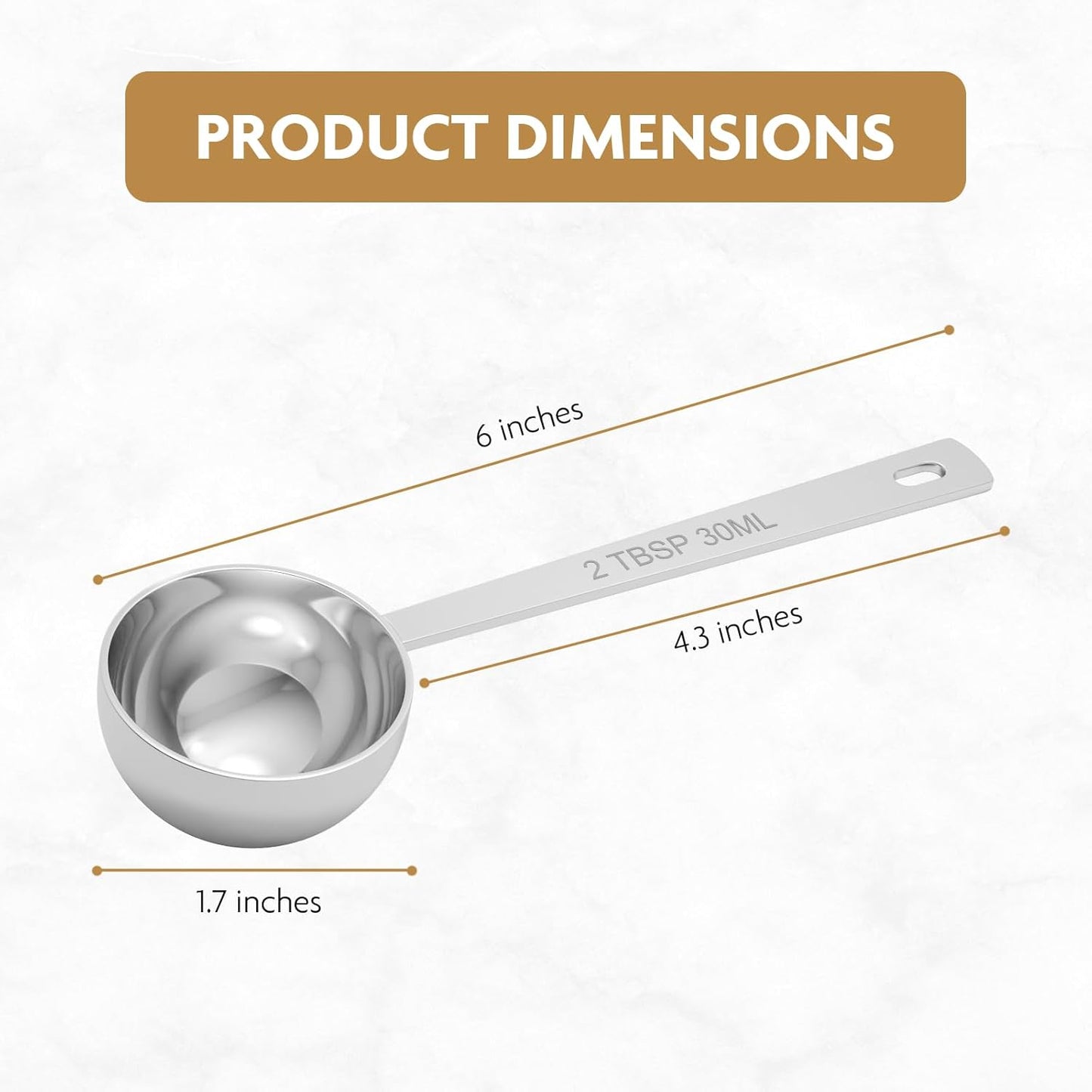1PCS 2TBSP(30ML) 18/8 Stainless Steel Measuring Spoon, Metal Measure Scoop for Dry and Liquid Spices, Must-have for Kitchen
