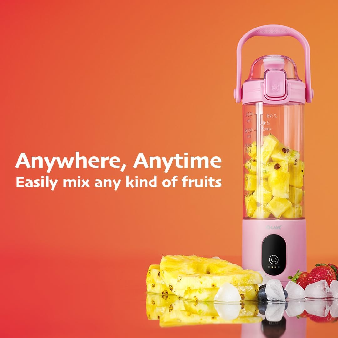 Portable Blender - Cordless 24oz. Personal Blender for Shakes and Smoothies, Licuadora, BPA Free - Ice Crush, Dishwasher safe parts, Waterproof, Triple Batteries, Juicer Cup (Pink)