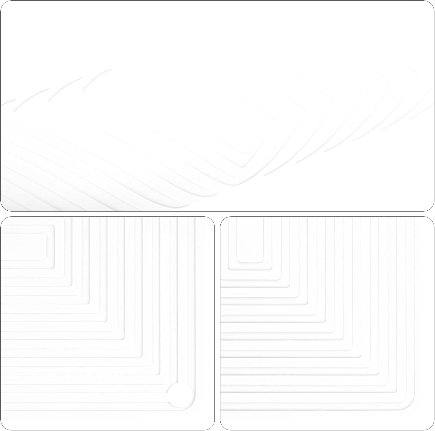 Silicone Trivets Mats for Pots and Pans, Flexible Hot Pads for Kitchen Table, Non Slip Heat Resistant Mats-Pot Holders Silicone Mats Placemats, Rectangular Microwave Mats Pack 4 Color White