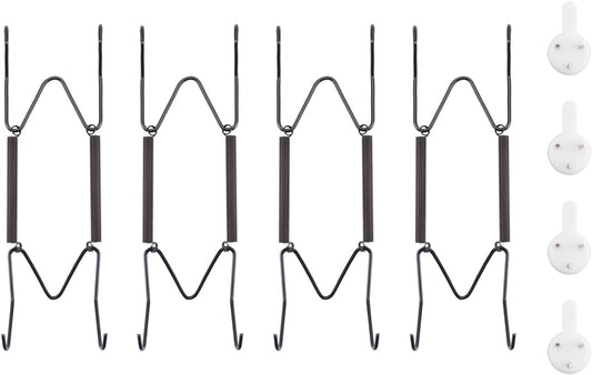 Bilillo 4 Pack Plate Hangers for The Wall, Suitable for 6''-8'' Decorative Plate,Invisible Heavy Duty Wire Plate Holder with Wall Hooks, Plate Hangers for Displaying Plates, Platter, Dish (Black)