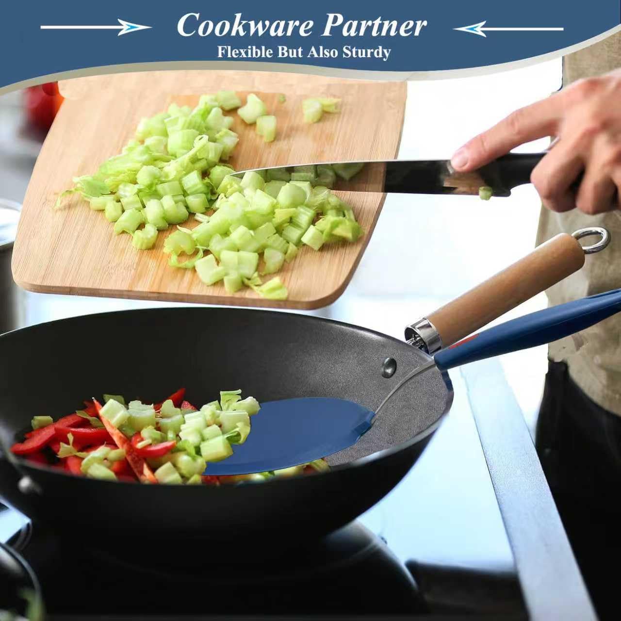 Silicone Spatula, Heat Resistant Kitchen Utensils for Non-Stick Cookware, Wide Slotted Pancake Spatulas Turner with Seamless Thin Edges for Egg, Omelette, Fish Slice (Half-Round Spatula)