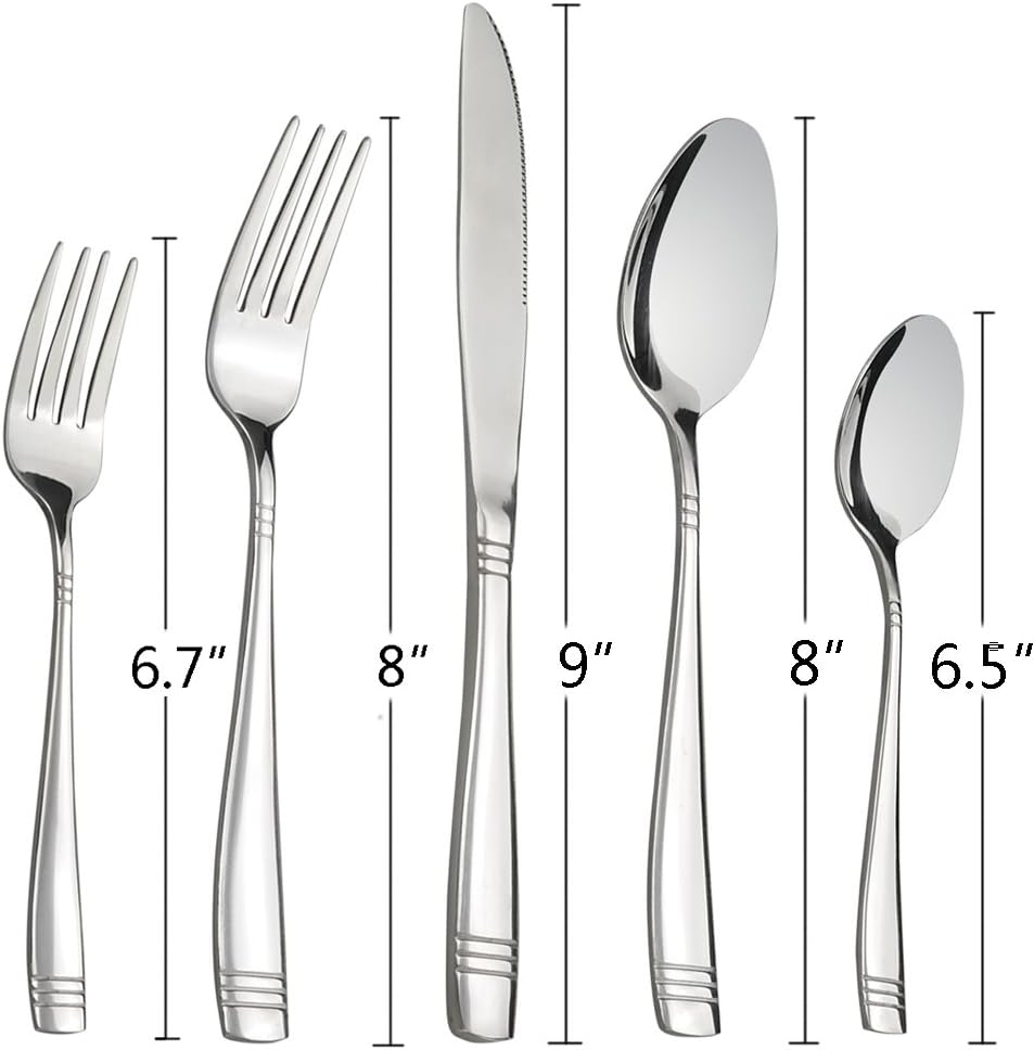 Obstnny 30 Pieces Stainless Steel Silverware Service for 6, Dinner Table Flatware Cutlery Set
