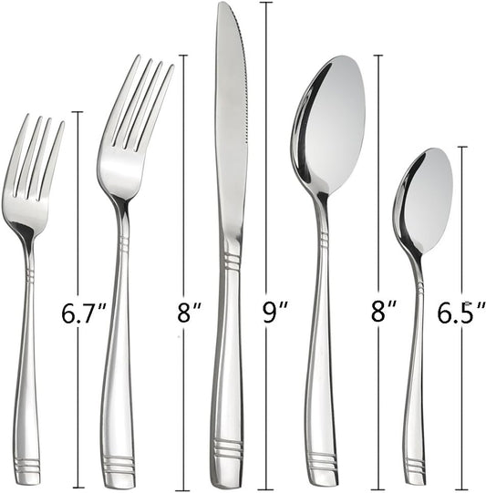 Obstnny 30 Pieces Stainless Steel Silverware Service for 6, Dinner Table Flatware Cutlery Set