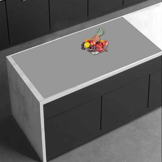 35.4''x23.6'' Extra Large Silicone Mat for Kitchen Counter, 1.4MM Thick Non-Slip Heat Resistant Countertop Protector, Waterproof Durable Kitchen Mat for Countertops, Islands (Light Gray)