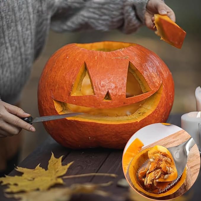 Heavy Duty Pumpkin Corer and Pulp Scooper | Manual Carving Tool with Grip Handle | Fruit and Vegetable Core Remover Scraper for Halloween Pumpkin