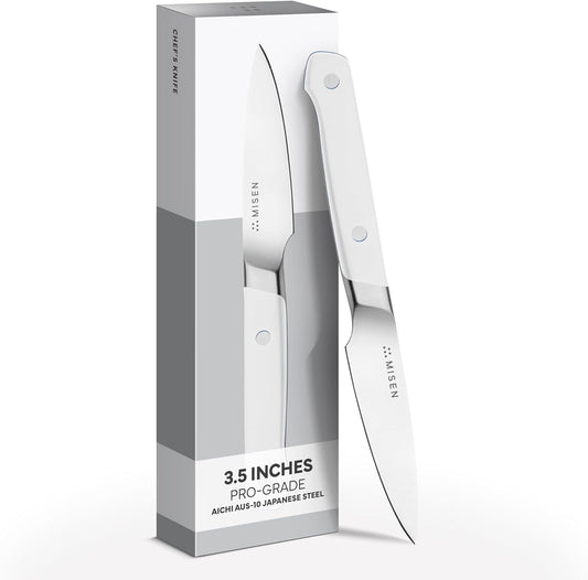 Misen 3.5" Paring Knife – Precision Kitchen Knife - High-Carbon Stainless Steel Blade – Ergonomic Handle for Peeling, Trimming, and Slicing – Lightweight, Versatile Tool for All Culinary Tasks - White