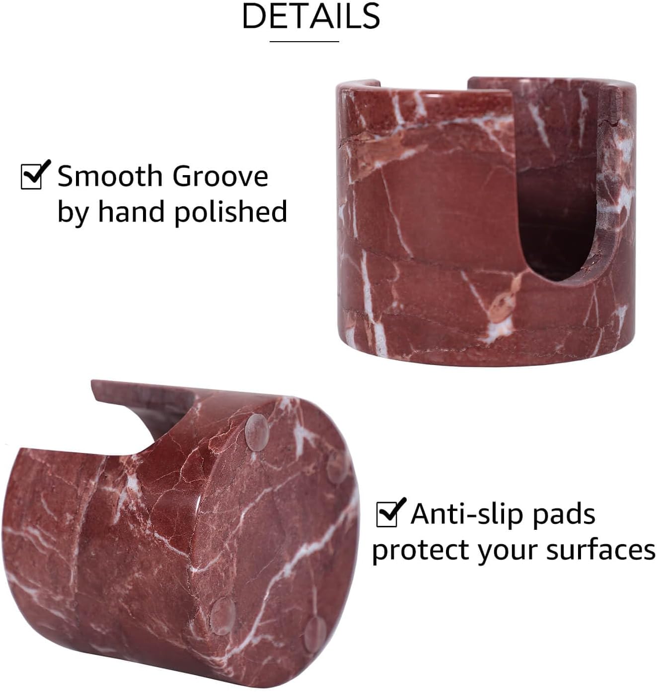 Travertine Marble Sponge Holder for Kitchen Counter - Natural Stone Dish Drying Rack, Sponge Caddy for Sink Organizer - Durable & Stylish Kitchen Decor (Rosso Red Marble)