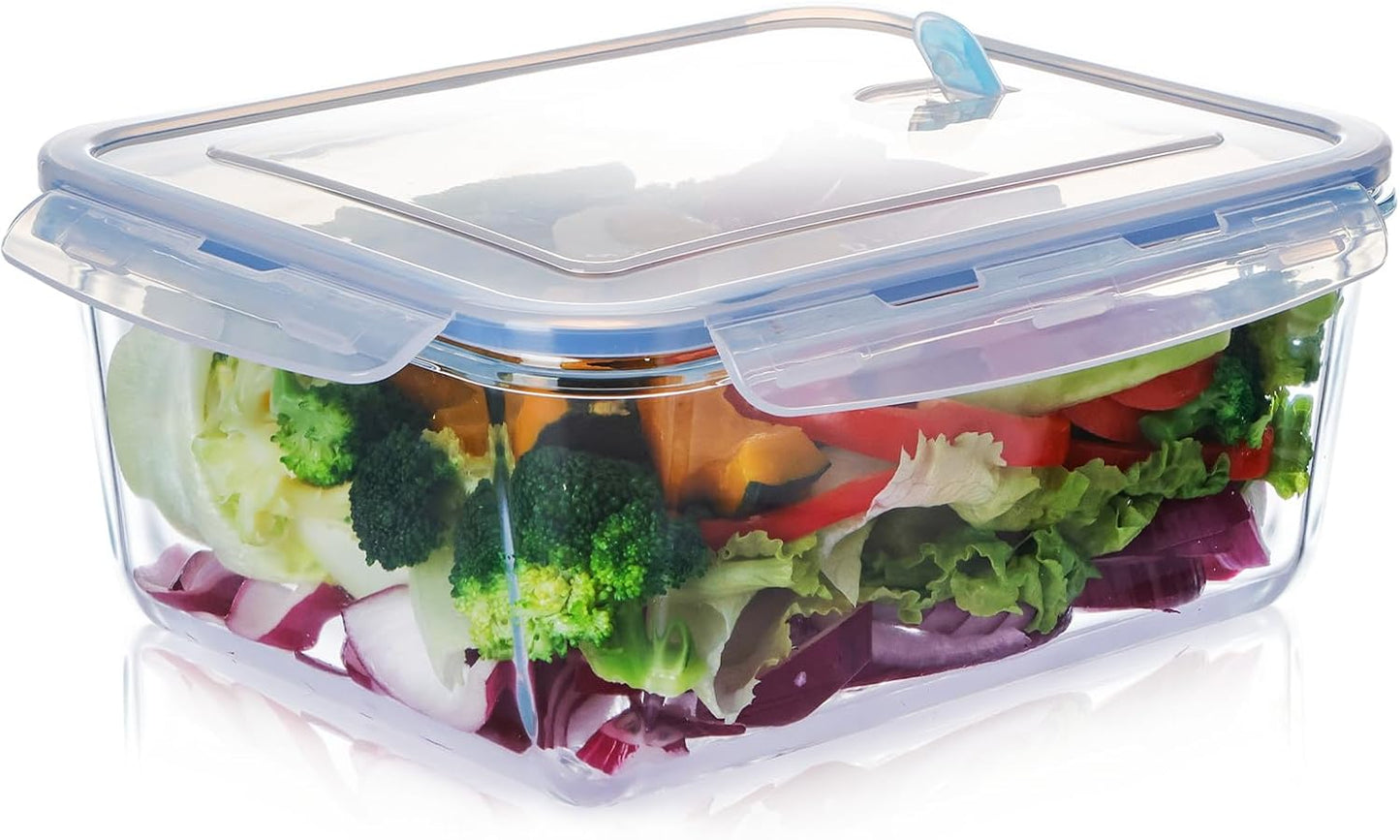 NUTRIUPS 3.3L Large Glass Food Storage Containers, Rectangular Meal Prep Containers, Food Storage Containers