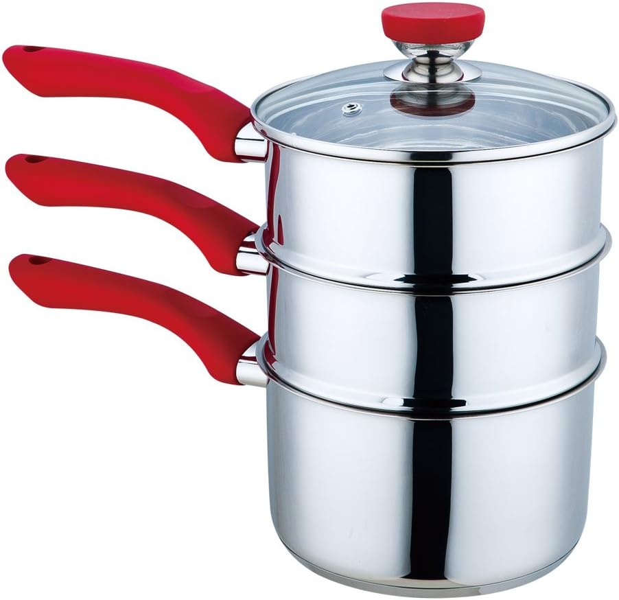 Culinary Edge Stainless Steel Nonstick 4-Piece Double Boiler Set Saucepan and Steamer