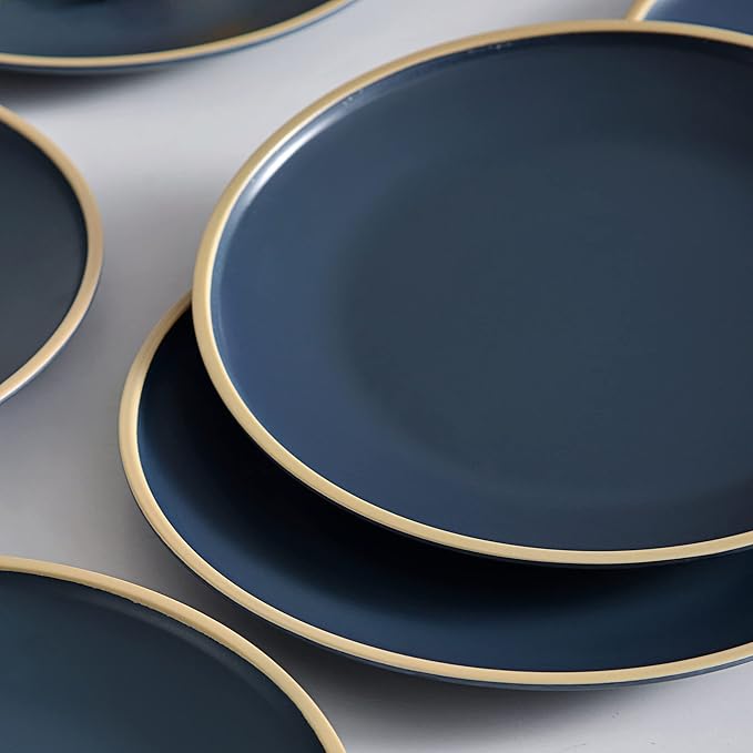 Melamine Dishes Sets of 6, Melamine Plates,10.5 Inch Dinner Plates, Outdoor Dinnerware Sets, Unbreakable, BPA Free, Dishwasher Safe, Blue