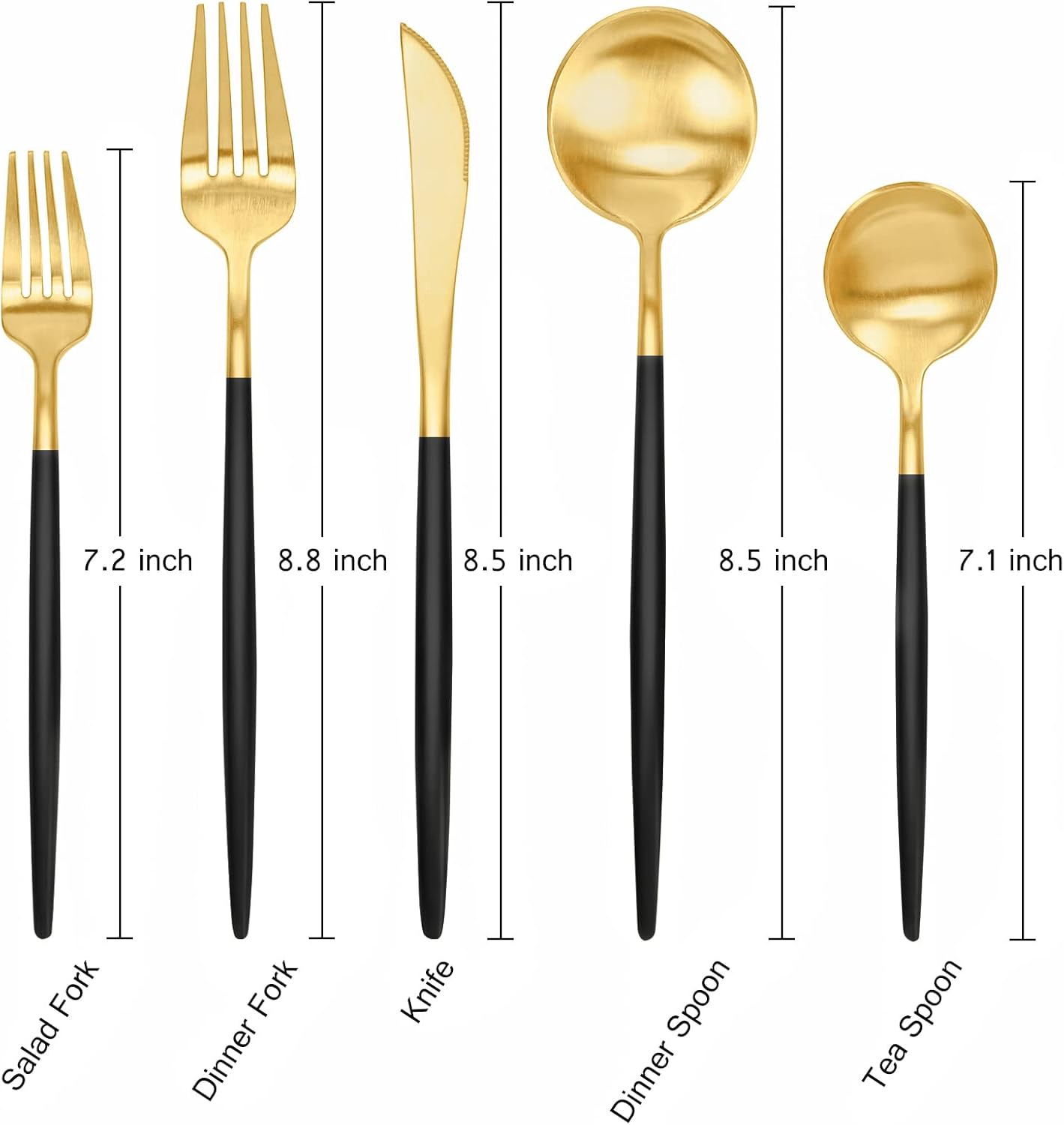 Matte Black and Gold Silverware Set 30 Pieces, FAMEWARE Stainless Steel Flatware Set Service for 6，Tableware Cutlery Set Satin Finished Polished & Dishwasher Safe