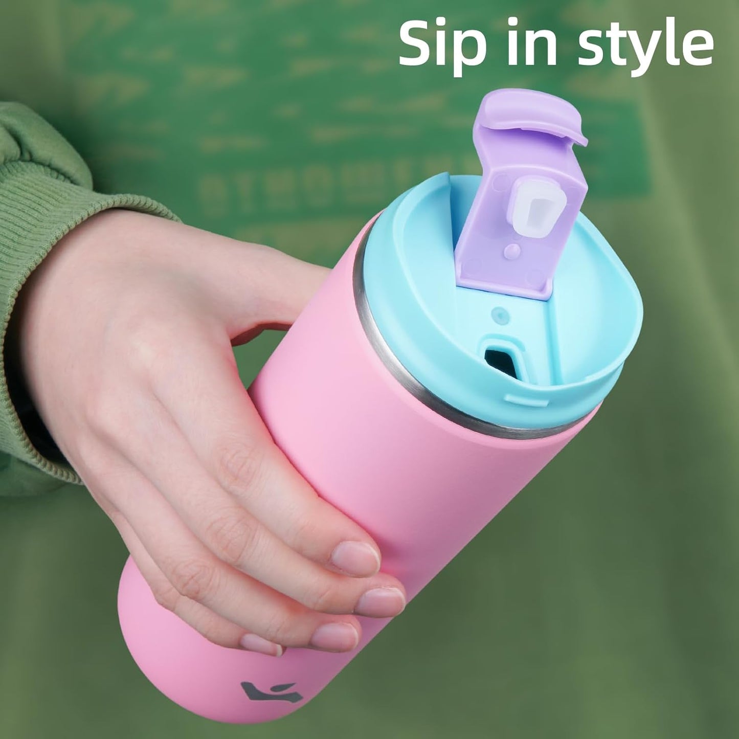 Tumbler with Lid, 12 oz Travel Coffee Mug Double Wall Vacuum Stainless Steel Thermal Metal Cup Insulated Water Bottle,Pink