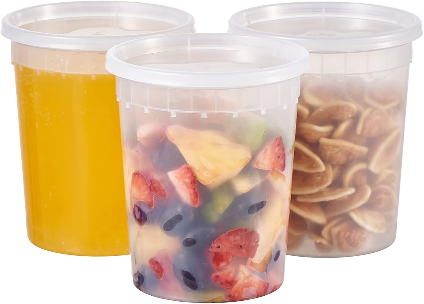 FULING 32oz Plastic Deli Containers, 240 Sets - Leakproof, Stackable, BPA Free, Microwavable, Freezer Safe