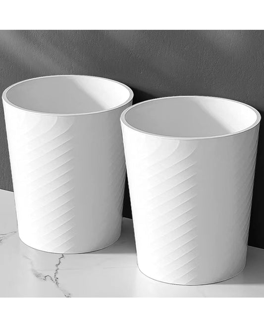 Small Bathroom Trash Can 1.8 Gallon Waste Basket 2 Pack Garbage Can for Toilet Office Bedroom, White