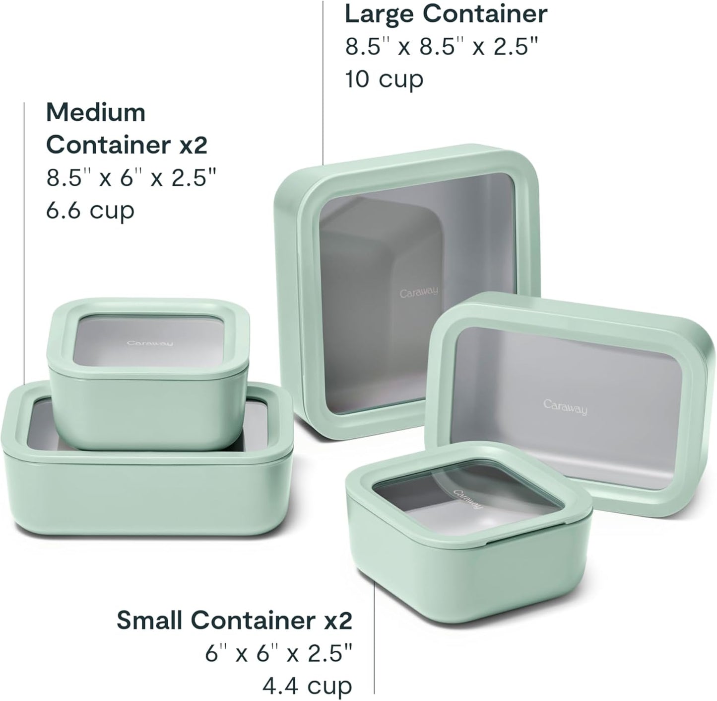 Caraway 13pc Glass Food Storage Container Set - Easy to Store, Non Toxic Lunch Box - with Glass Lids - Includes Storage Organizer - Mist