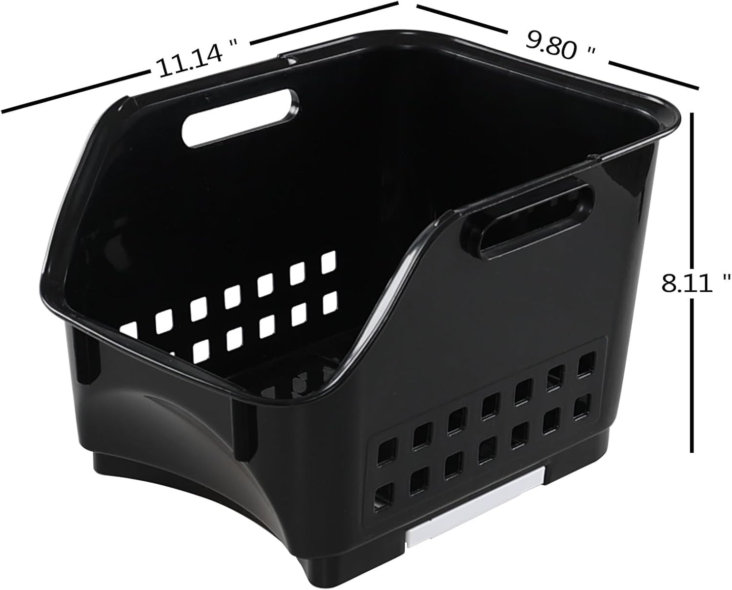 Teyyvn 3-Pack Plastic Stackable Storage Bins, Black Stackable Bins For Pantry