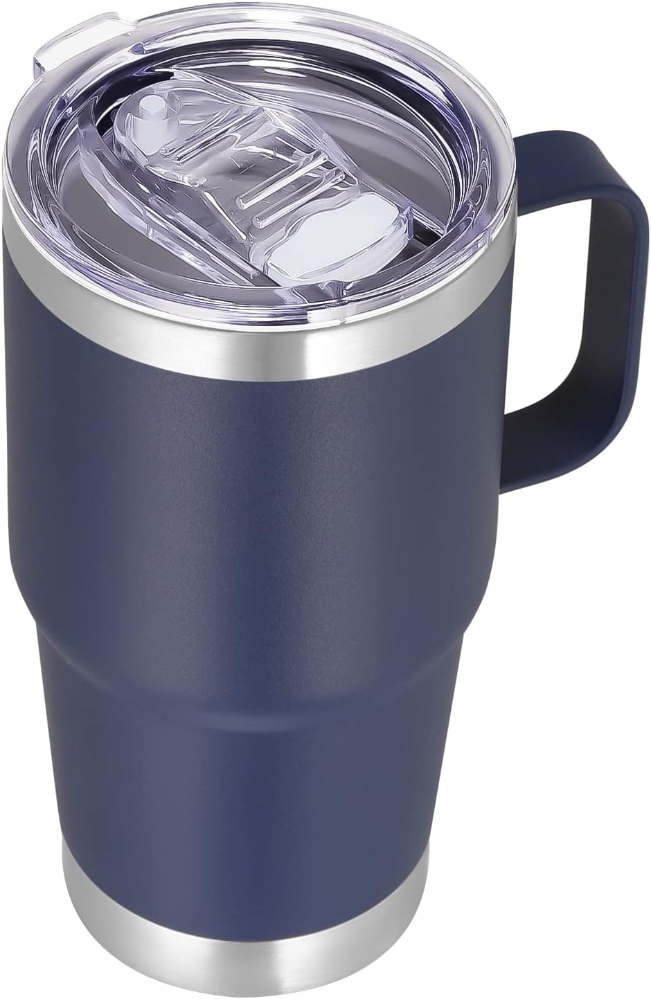 VEGOND 20 oz Tumbler with Handle Lid and Straw, Stainless Steel Insulated Travel Coffee Mug Spill Proof Double Wall Metal Tumbler Cup Keeps Drink Hot and Cold, Navy Blue 1 Pack