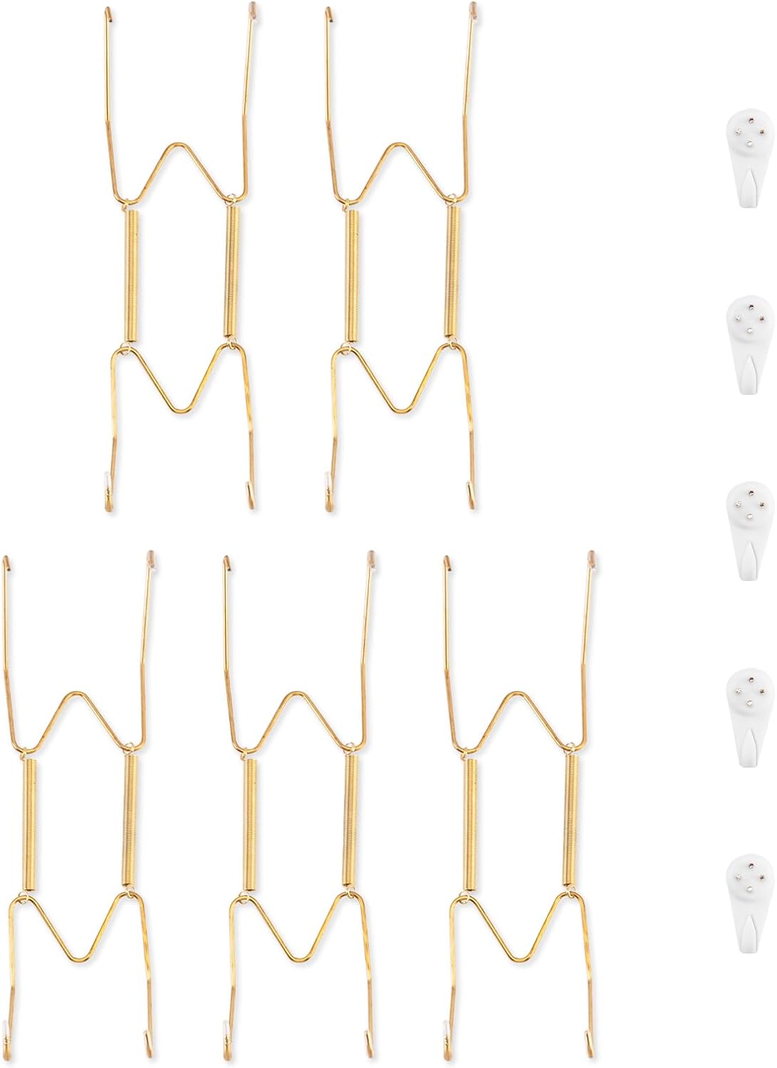 Bilillo 5 Pack Plate Hangers for The Wall, Suitable for 8-10 inch Art Plate, Stainless Steel Invisible Heavy Duty Wire Plate Holder with Wall Hooks, Plate Hangers for Displaying Plates, Platter, Dish