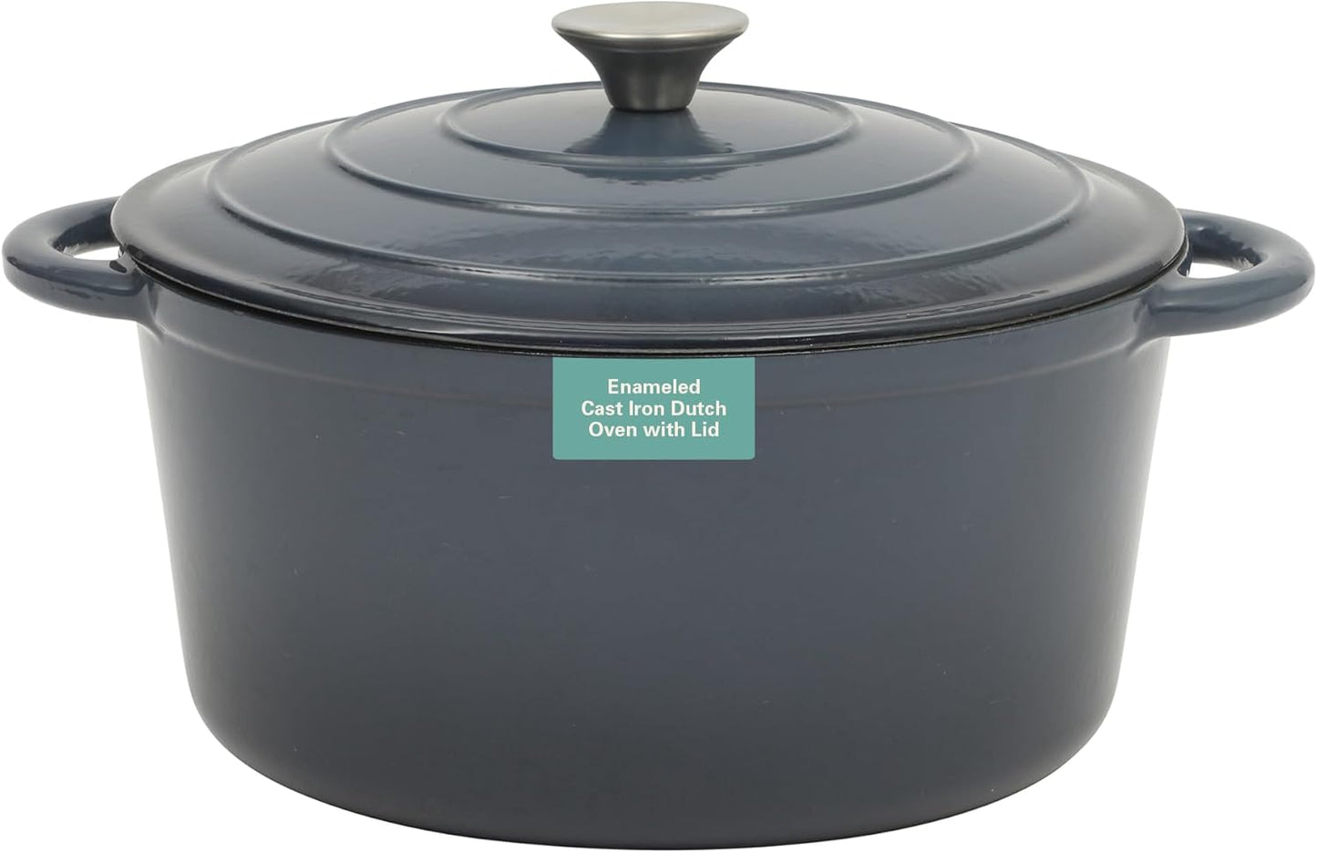 Gibson Home Addlestone 7 Qt Enameled Cast Iron Dutch Oven Pot with Lid – Round, Oven Safe to 500°F, Ideal for Bread Baking & Stews - Gradient Navy Blue